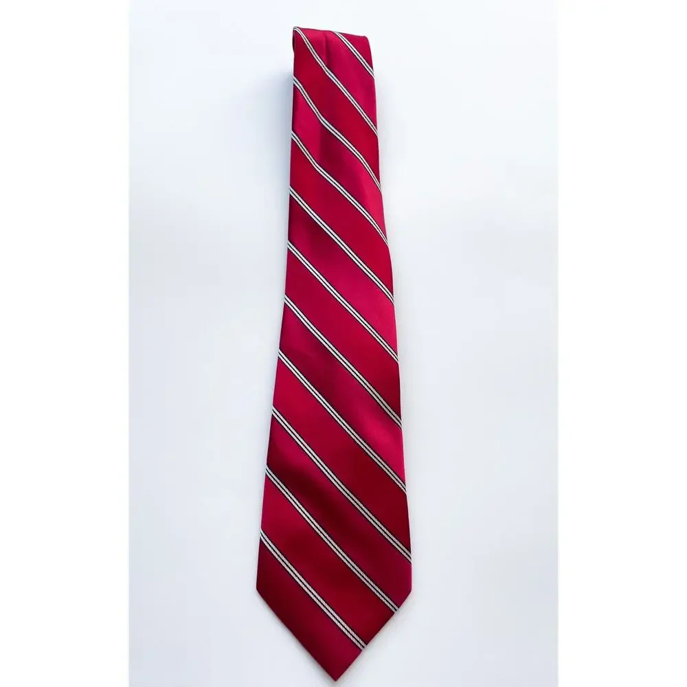 Bugatti Red Diagonal Stripe Silk Necktie